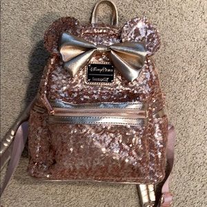 Loungefly Rose Gold Sequins Disney Parks Mini BP